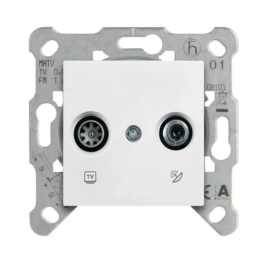 14011010050050 Viko Meridian/ Karre Beyaz Uydu Prizi Sonlu (Tv-Sat) (Mek+Düğ/Kap.) Çerçeve Hariç 90967085 - Görsel 1