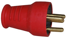 3/25A. Kauçuk Düz Fiş - Kırmızı