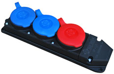 2 x 1/16A. + 3/25A. Kauçuk 3 lü Grup Priz