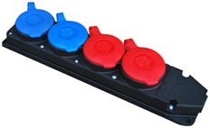 2 x 1/16A. + 2 x 3/25A. Kauçuk 4 lü Grup Priz