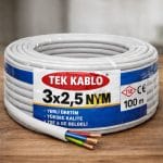 Türktek 3x2.5 NYM Kablo (Antigron) %100 Bakır | Enerjisanelektrik