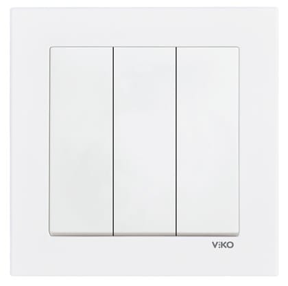 VİKO Karre Üçlü Anahtar ile üç farklı aydınlatmayı tek noktadan yönetin. Beyaz ve krem renk seçenekleriyle Viko Karre serisi en uygun fiyatlarla Enerjisan'da."
