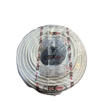 Tek Kablo TTR H05VV-F 3x2,5 mm² Beyaz Çok Damarlı Kablo - 100 Metre