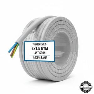 Türktek 3x1.5 NYM Kablo Antigron %100 Bakır Enerjisanelektrik