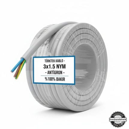 Türktek 3x1.5 NYM Kablo Antigron %100 Bakır Enerjisanelektrik