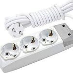 Depa 3'lü 2 metre anahtarlı topraklı grup priz beyaz