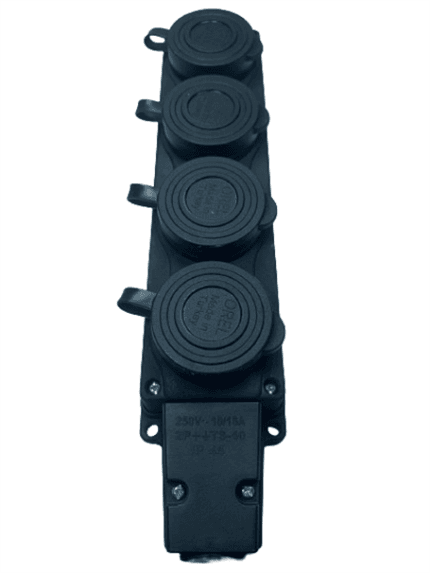 Orel 2107 Kauçuk Topraklı Dörtlü Grup Priz 1x16A Siyah