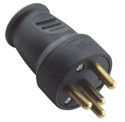 Orel 2201 3x25A Kauçuk Trifaze Erkek Fiş Siyah Sanayi Tipi