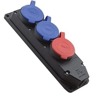 Orel Kauçuk Grup Priz 1 Trifaze 2 Monofaze Çıkışlı Siyah