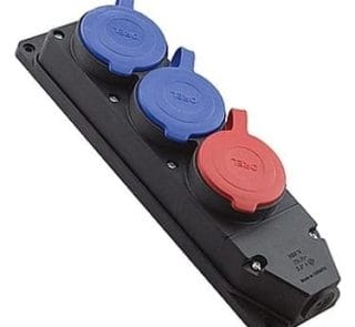 Orel Kauçuk Grup Priz 1 Trifaze 2 Monofaze Çıkışlı Siyah