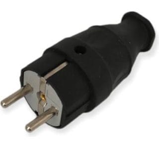 Orel 2101 1x16A Kauçuk Monofaze Erkek Fiş Siyah