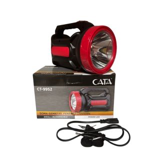 Güçlü aydınlatma sağlayan, taşınabilir Cata CT-9952 şarjlı LED el feneri.