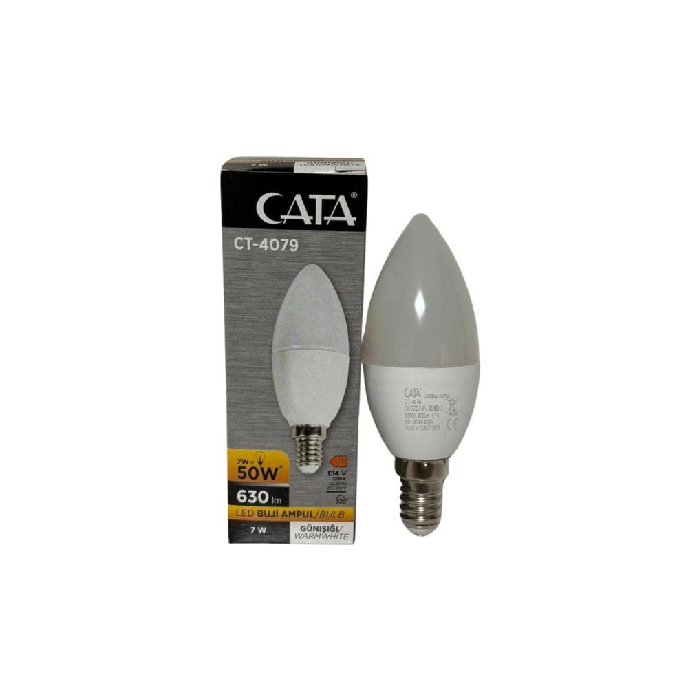 Cata E14 Duy Buji LED Ampul Avize ve dekoratif aydınlatmalar için ince duy Cata E14 buji LED ampul modeli.