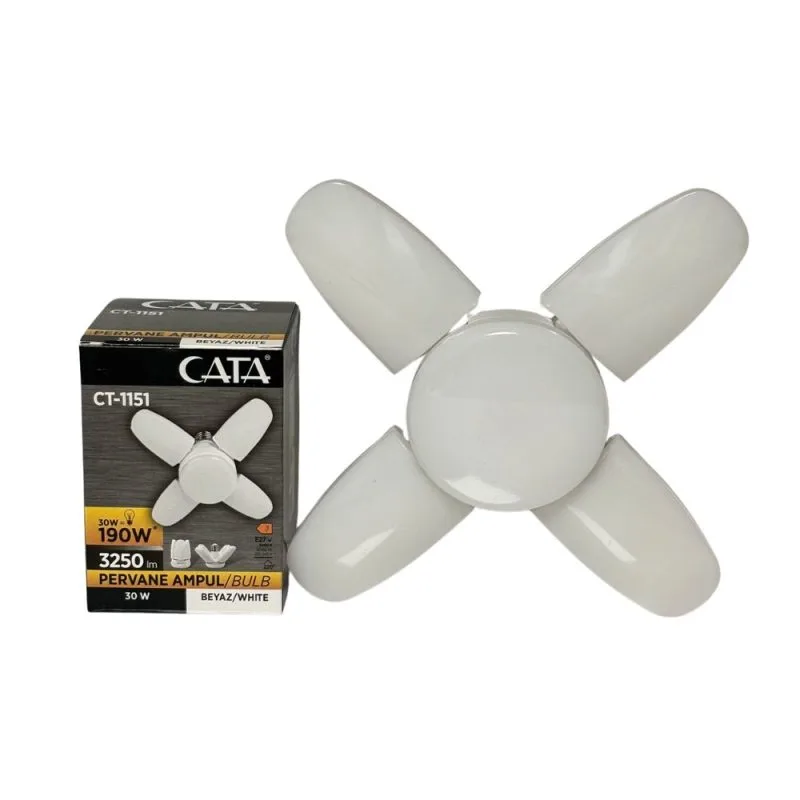 Katlanabilir kanatlı tasarımıyla geniş alan aydınlatması sağlayan Cata CT-1151 pervane LED ampul.