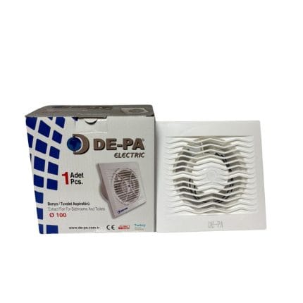 Banyo ve tuvalet havalandırması için 100 mm (10 cm) ölçüsünde Depa sessiz aspiratör fanı.